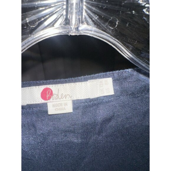 Boden Anita Linen Shift Dress Black And Yellow Sz 8 Regular - Picture 3 of 4